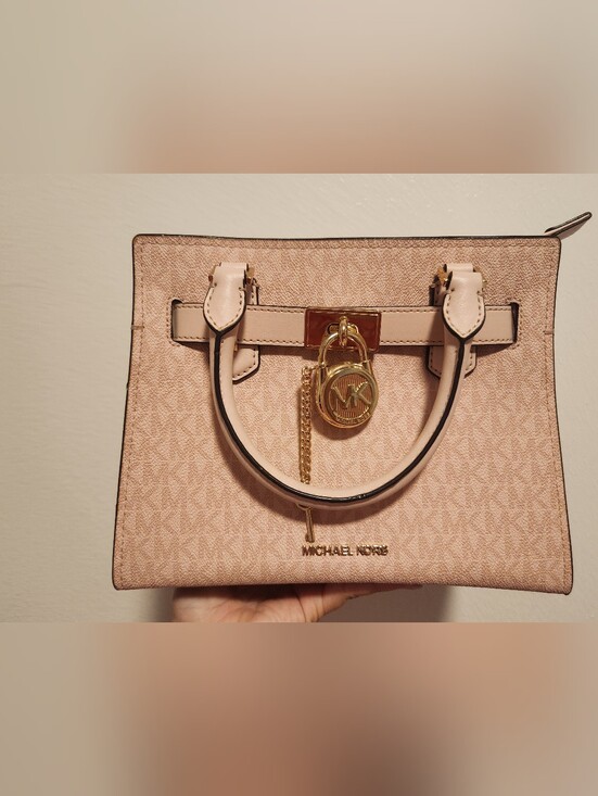 Michael Kors Handbags - Michael Kors Blush Pink Signature Logo Satchel with Gold Hardware-used 2 Weeks